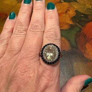 Moissanite Halo Sterling Ring